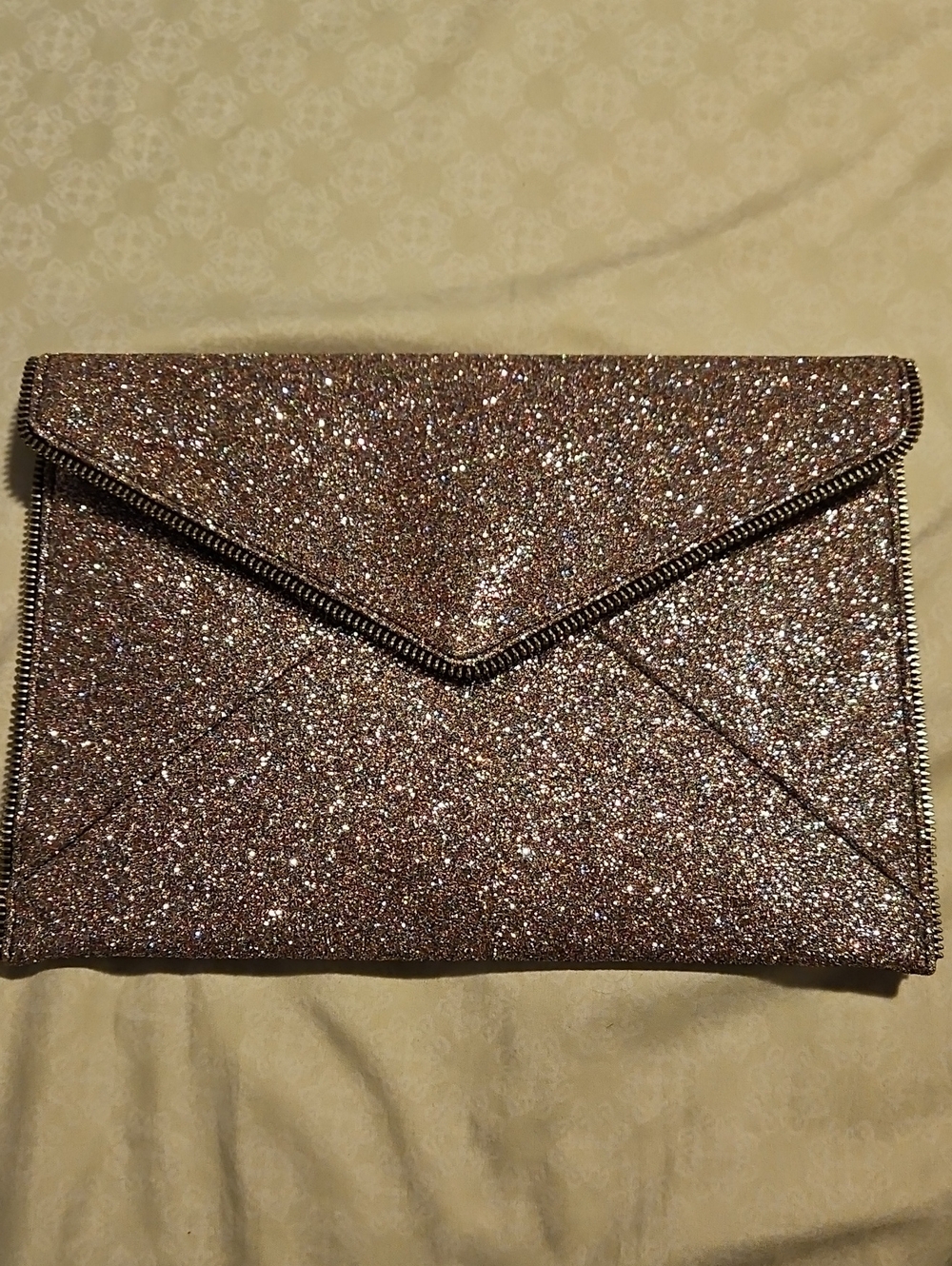 NWT Rebecca Minkoff Glitter Envelope Leo Clutch Bag - Silver Hardware